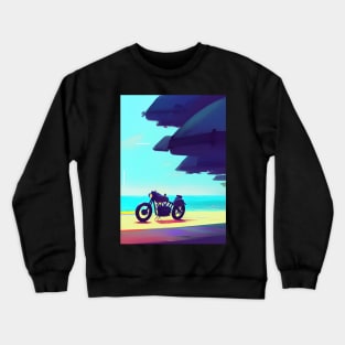 COOL RETRO MOTORCYCLE ON THE BEACH  BLUE TINGED Crewneck Sweatshirt